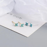 925 Silver Turquoise Hoop Earrings Set - Minimalist Fine Jewelry
