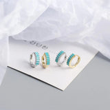 925 Silver Turquoise Hoop Earrings Set - Minimalist Fine Jewelry