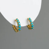 925 Silver Turquoise Hoop Earrings Set - Minimalist Fine Jewelry