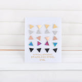10 Pairs Colorful Steel Stud Earrings Set Triangle Round Star Heart