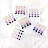 10 Pairs Colorful Steel Stud Earrings Set Triangle Round Star Heart