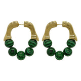 Green Beads Metal Earrings Hip-hop Punk Personality Studs