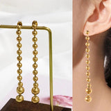 Metal Round Balls Long Earrings Set for Women Beads Dangle Drop