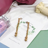 Metal Round Balls Long Earrings Set for Women Beads Dangle Drop
