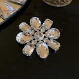 Vintage Crystal Flower Jewelry Set Rhinestone Stud Earrings