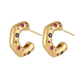 C-shaped Micro-set Zircon Earrings Copper Plated