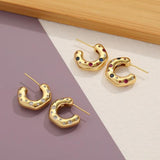 C-shaped Micro-set Zircon Earrings Copper Plated