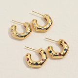 C-shaped Micro-set Zircon Earrings Copper Plated