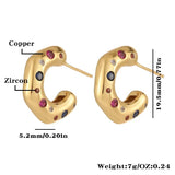 C-shaped Micro-set Zircon Earrings Copper Plated