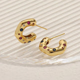 C-shaped Micro-set Zircon Earrings Copper Plated