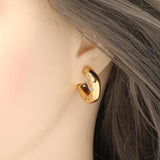 C-shaped Micro-set Zircon Earrings Copper Plated