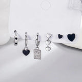 925 Silver Heart Hoop Earrings Women Charm Party Gift