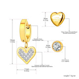 Heart Charm Earrings Set CZ Crystal Stainless Steel Women Gift E23189