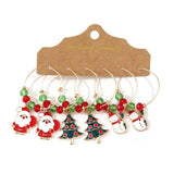 Red Green Crystal Beads Christmas Deer Dangle Earrings