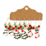 Red Green Crystal Beads Christmas Deer Dangle Earrings