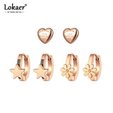 Titanium Stainless Steel Charm Earrings Set - 3 Pairs