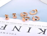 Titanium Stainless Steel Charm Earrings Set - 3 Pairs