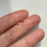 925 Silver Mini Sphere Ball Stud Earrings Set Hypoallergenic 2/3/4mm