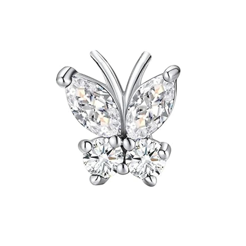 F136 Titanium Zirconia Butterfly Earrings 16g Ear Bone Nail Lip Stud