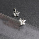 F136 Titanium Zirconia Butterfly Earrings 16g Ear Bone Nail Lip Stud