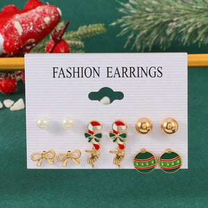 Christmas 6 Pairs Alloy Snow Earring Set for Women