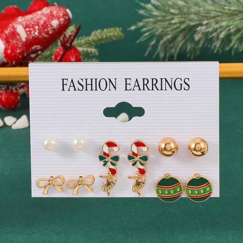 Christmas 6 Pairs Alloy Snow Earring Set for Women