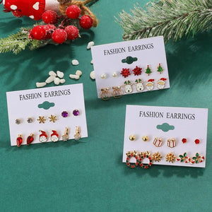 Christmas 6 Pairs Alloy Snow Earring Set for Women