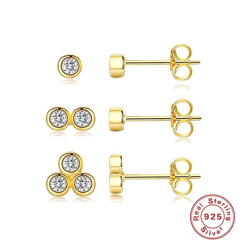 925 Silver Mini Diamonds Stud Earrings Set