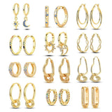 Yellow Starlight Hoop Earrings 925 Silver Women Earring