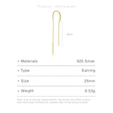 925 Silver Single Chain 65mm Drop Earring Women Punk