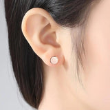 925 Silver Bead Ball Stud Earrings Round Rose Earrings Women Jewelry Gift