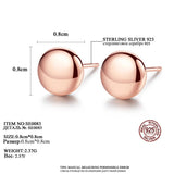 925 Silver Bead Ball Stud Earrings Round Rose Earrings Women Jewelry Gift