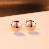 925 Silver Bead Ball Stud Earrings Round Rose Earrings Women Jewelry Gift