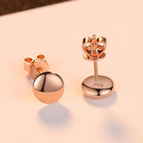 925 Silver Bead Ball Stud Earrings Round Rose Earrings Women Jewelry Gift