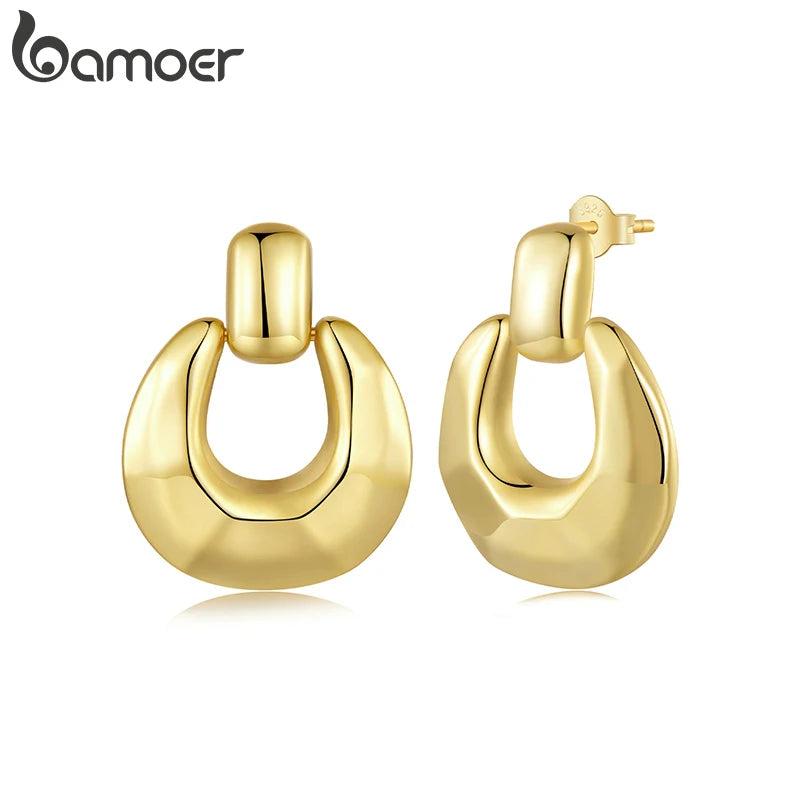 18K Plated Metal Stud Earrings Retro Statement Earrings for Women