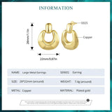 18K Plated Metal Stud Earrings Retro Statement Earrings for Women