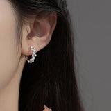 925 Silver Charm Pearl Hoop Earrings for Women Wedding