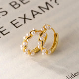 925 Silver Charm Pearl Hoop Earrings for Women Wedding