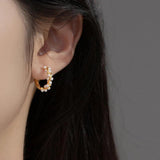 925 Silver Charm Pearl Hoop Earrings for Women Wedding
