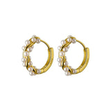 925 Silver Charm Pearl Hoop Earrings for Women Wedding