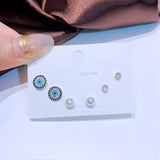 Resin Shell Crystal Heart Butterfly Stud Earrings Set