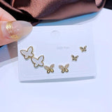 Resin Shell Crystal Heart Butterfly Stud Earrings Set