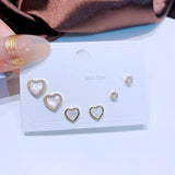 Resin Shell Crystal Heart Butterfly Stud Earrings Set
