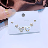 Resin Shell Crystal Heart Butterfly Stud Earrings Set