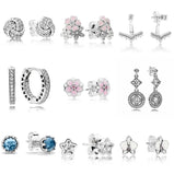 925 Silver Sparkling Crown Stud Earrings