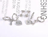 3Pair/Set Key Lock Earrings CZ Crystal 18K Plated Christmas Gift