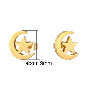 Moon Star Stainless Steel Earrings Set 12 Pairs Lot Women Piercing Jewelry