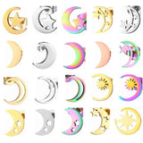 Moon Star Stainless Steel Earrings Set 12 Pairs Lot Women Piercing Jewelry
