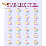 Moon Star Stainless Steel Earrings Set 12 Pairs Lot Women Piercing Jewelry