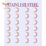 Moon Star Stainless Steel Earrings Set 12 Pairs Lot Women Piercing Jewelry